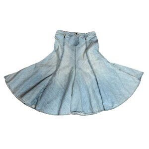 VTG For Joseph Y2K Denim Maxi Trumpet Flare Skirt 6 Boho Modest Western Fluted